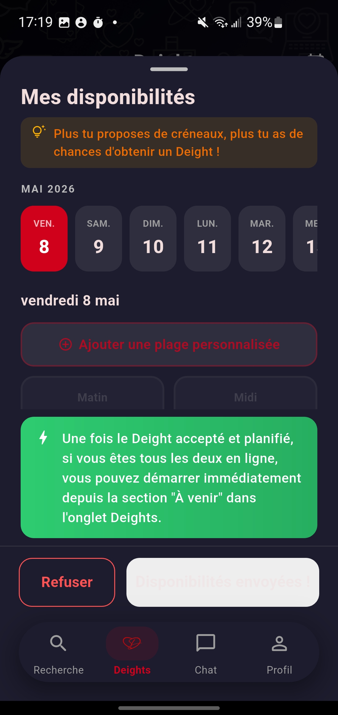 Mes disponibilités