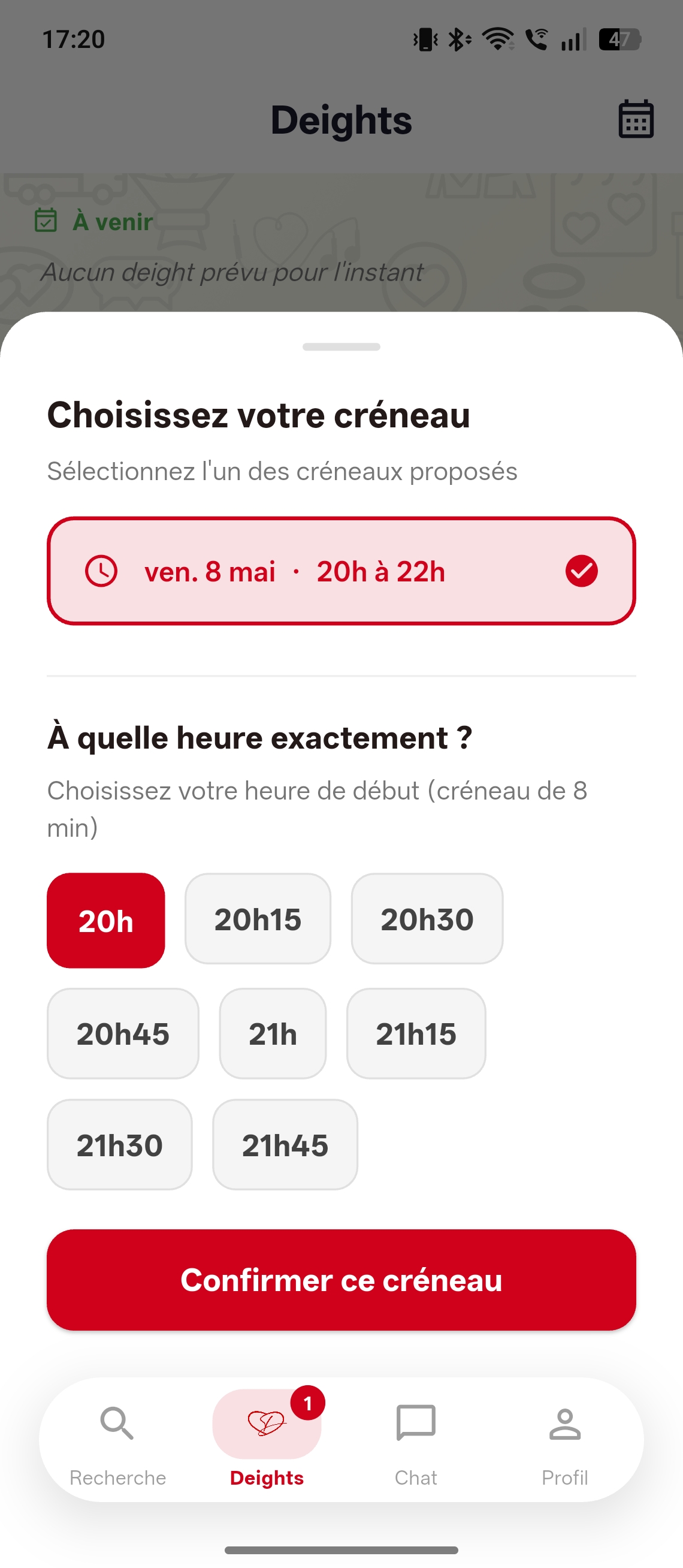 Choisir un créneau